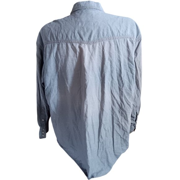 Key Mens 2XL Western Shirt Denim Distressed Holes Fray Cowboy - Picture 4 of 5